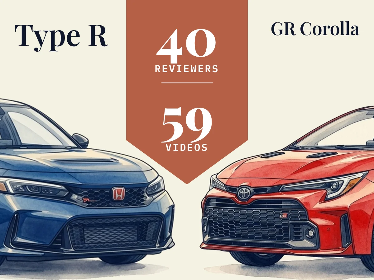 Type R vs GR Corolla: 40 reviewers compared across 59 videos